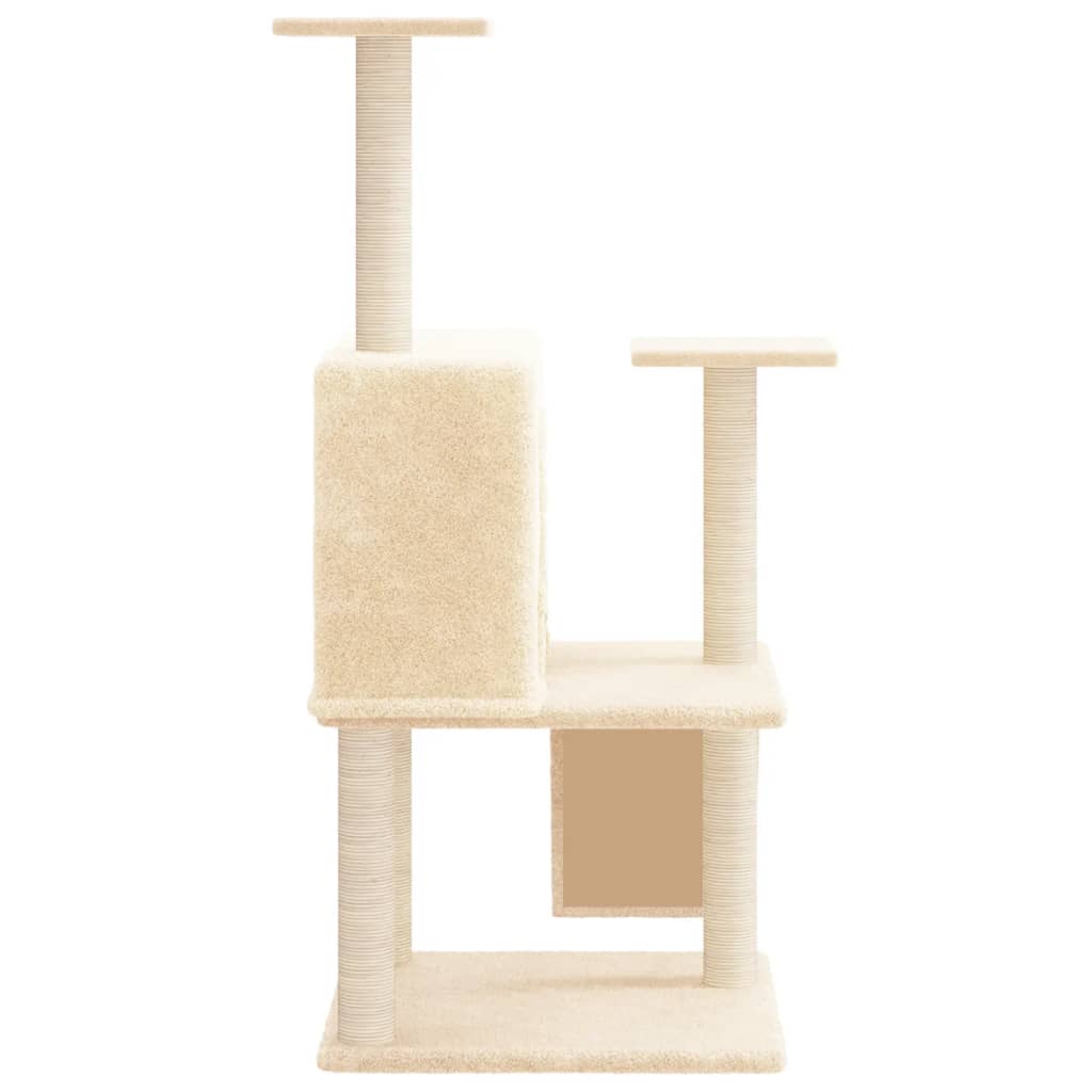 Albero per Gatti con Tiragraffi in Sisal Crema 109 cm