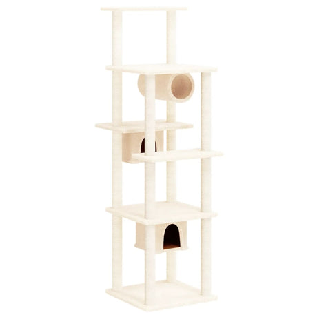 Albero per Gatti con Tiragraffi in Sisal Crema 169 cm