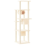 Albero per Gatti con Tiragraffi in Sisal Crema 169 cm