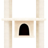 Albero per Gatti con Tiragraffi in Sisal Crema 169 cm