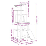 Albero per Gatti con Tiragraffi in Sisal Grigio Scuro 166 cm