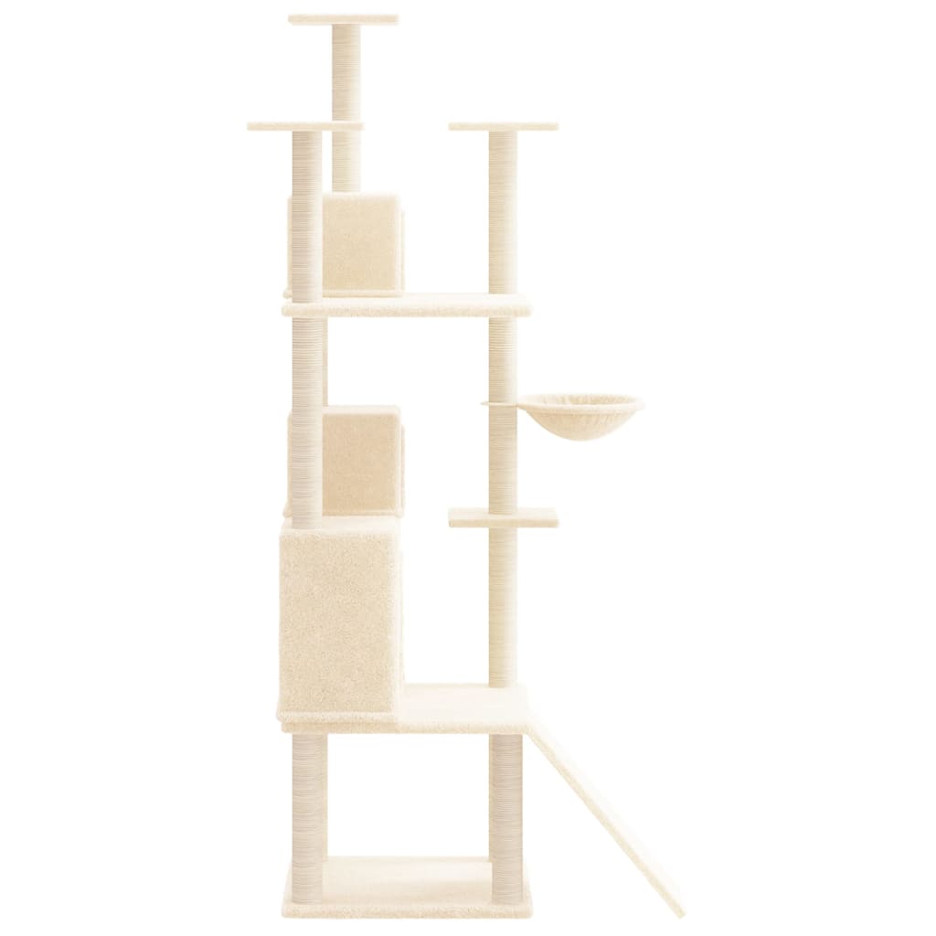 Albero per Gatti con Tiragraffi in Sisal Crema 175 cm