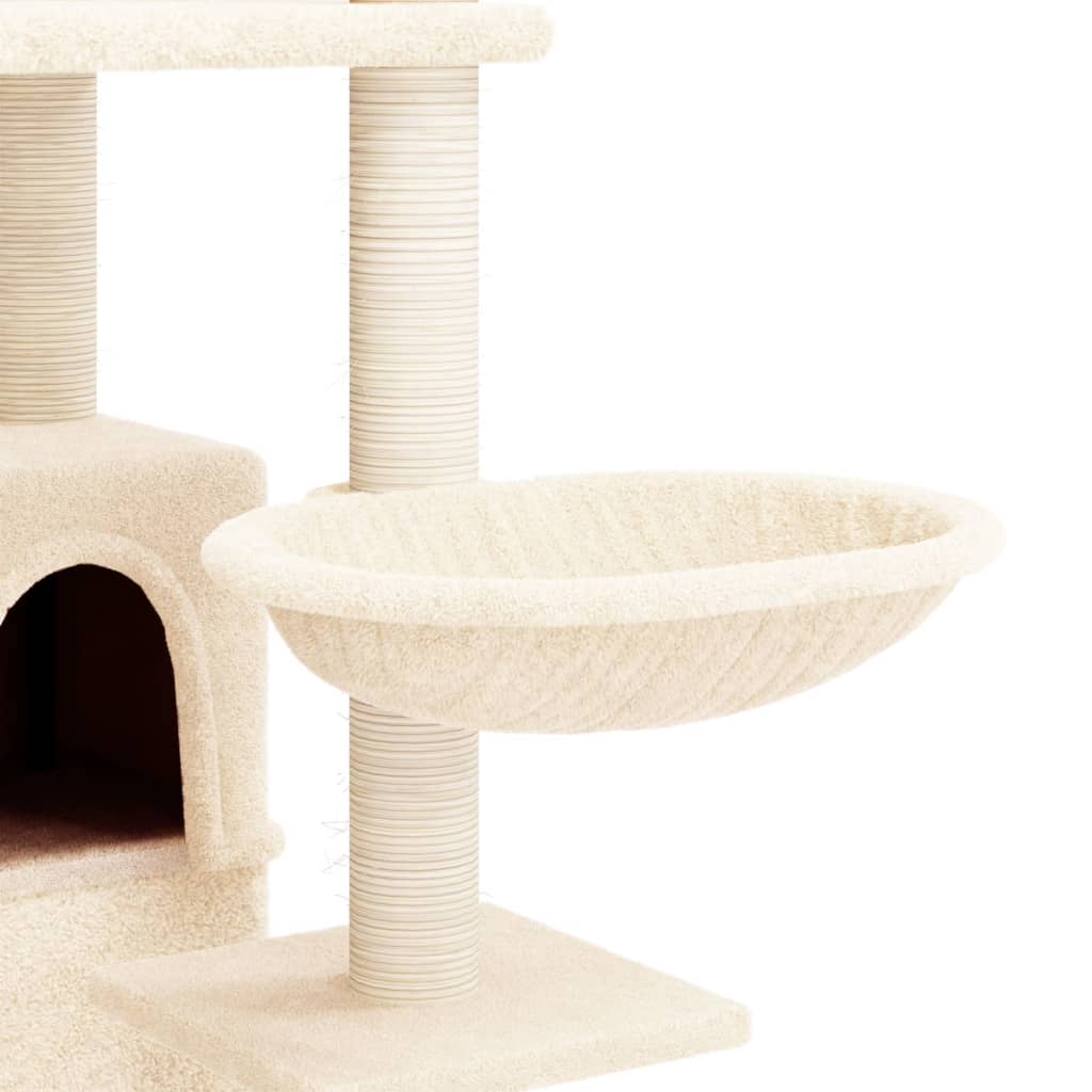 Albero per Gatti con Tiragraffi in Sisal Crema 175 cm