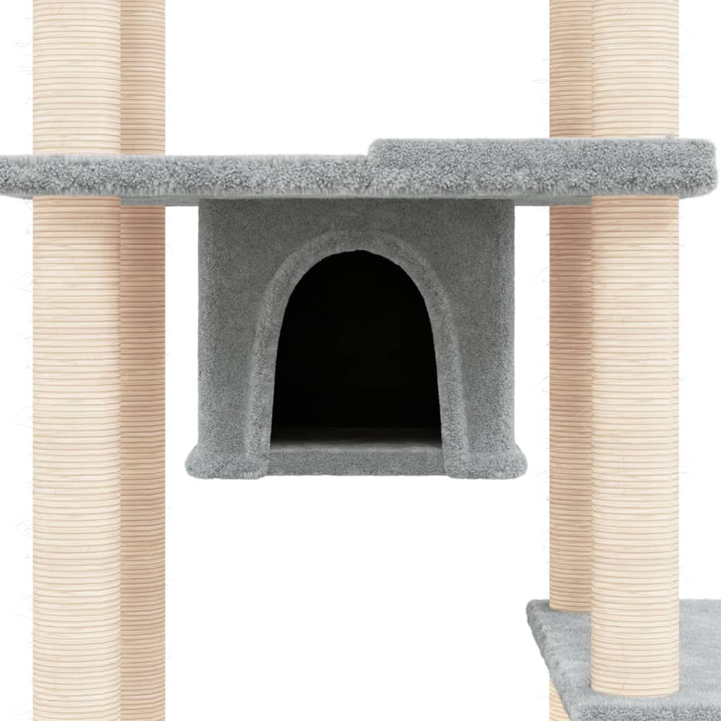 Albero per Gatti con Tiragraffi in Sisal Grigio Chiaro 176 cm