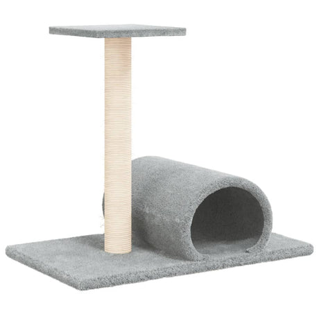 Palo Tiragraffi per Gatti con Tunnel Grigio Chiaro 60x34,5x50cm