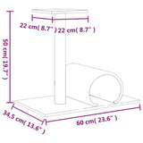 Palo Tiragraffi per Gatti con Tunnel Grigio Chiaro 60x34,5x50cm