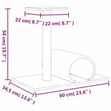 Palo Tiragraffi per Gatti con Tunnel Grigio Scuro 60x34,5x50cm