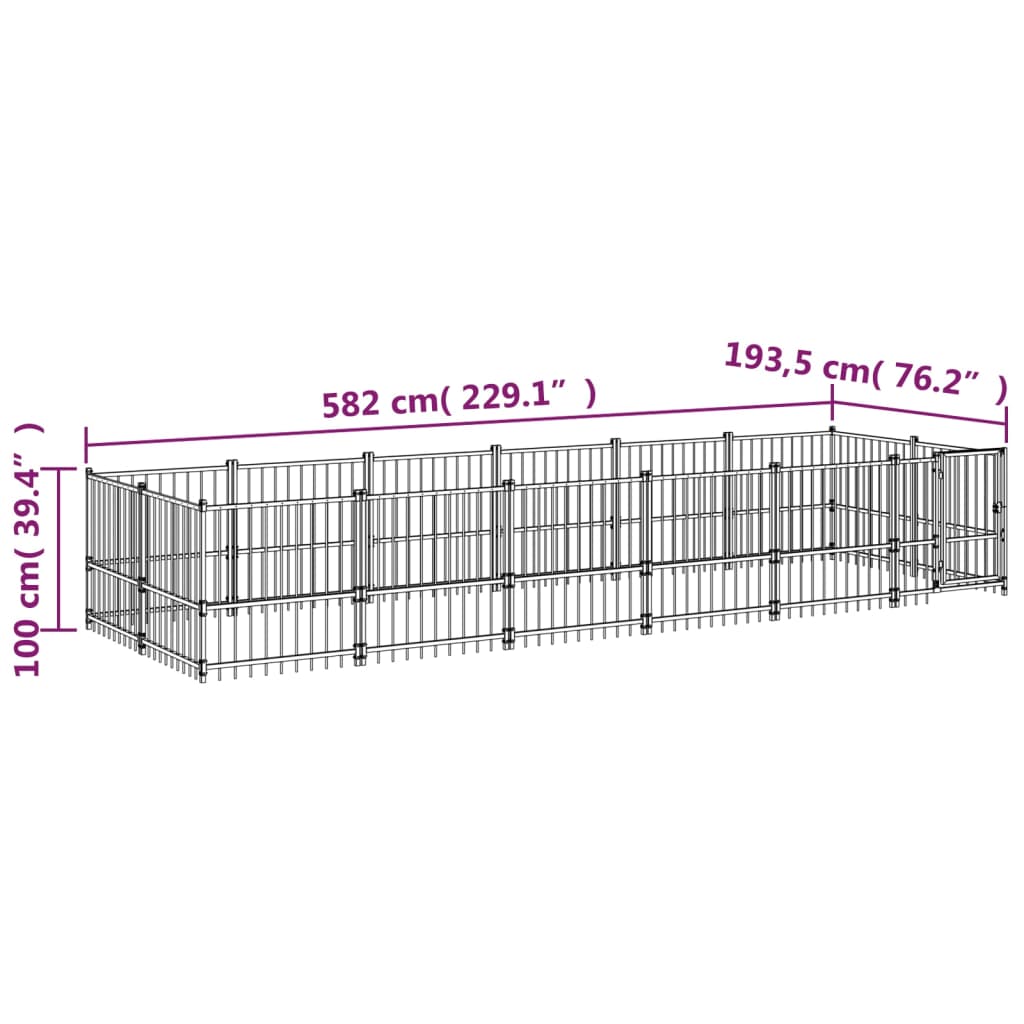 Gabbia per Cani da Esterno in Acciaio 11,26 m²