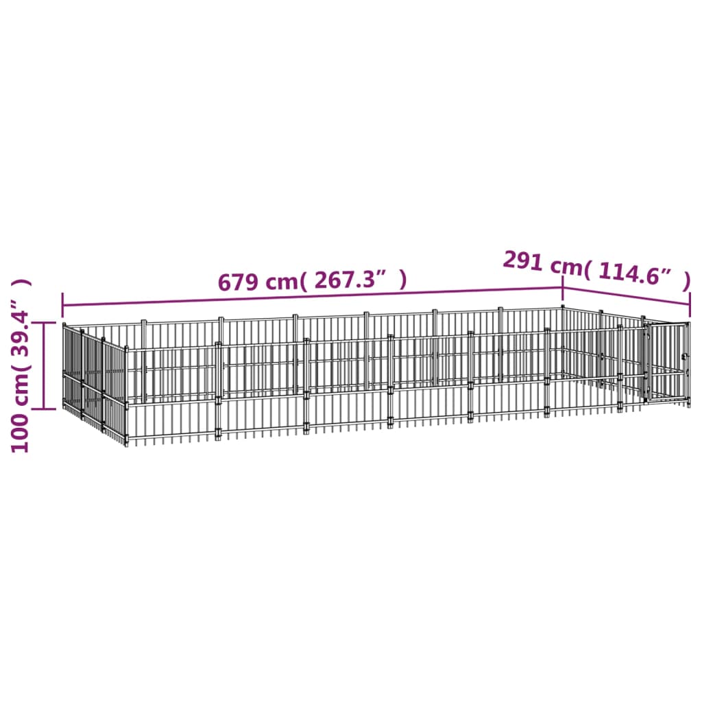 Gabbia per Cani da Esterno in Acciaio 19,76 m²