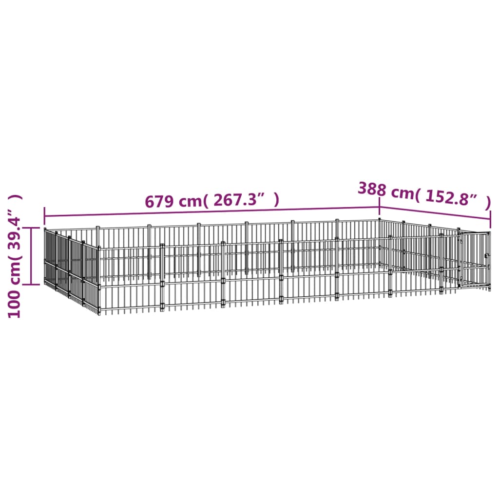 Gabbia per Cani da Esterno in Acciaio 26,35 m²