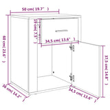 Comodino Bianco 50x36x60 cm in Legno Ingegnerizzato