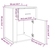 Comodino Rovere Sonoma 50x36x60 cm in Legno Multistrato