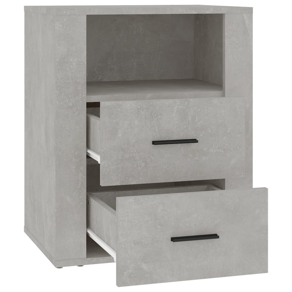 Comodino Grigio Cemento 50x36x60 cm in Legno Multistrato