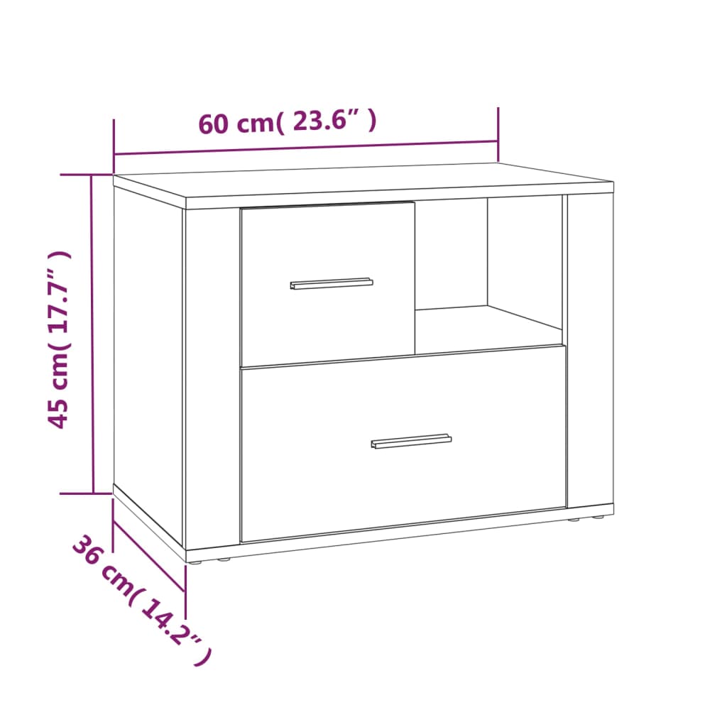 Comodino Bianco 60x36x45 cm in Legno Ingegnerizzato