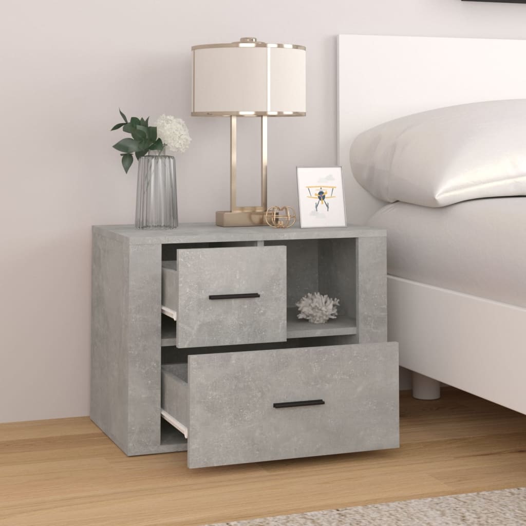 Comodino Grigio Cemento 60x36x45 cm in Legno Multistrato