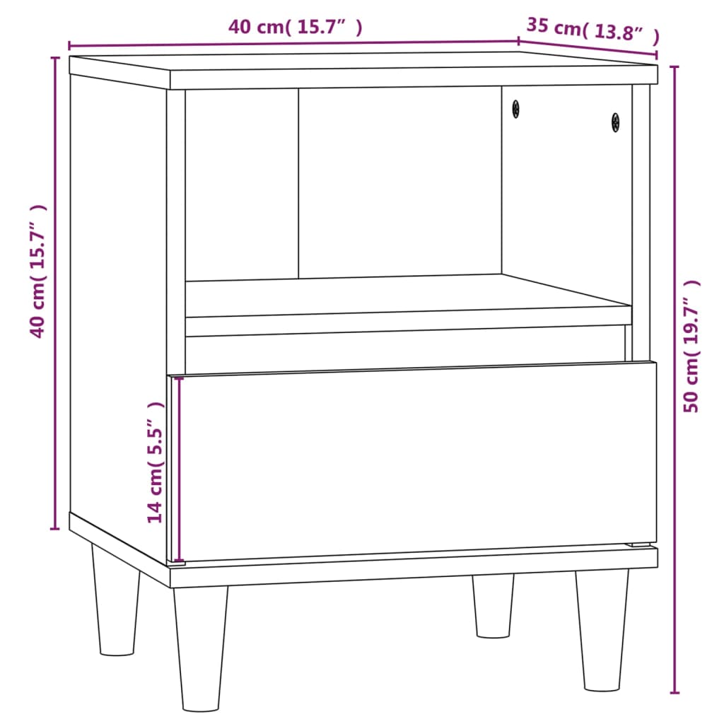 Comodino Rovere Sonoma 40x35x50 cm