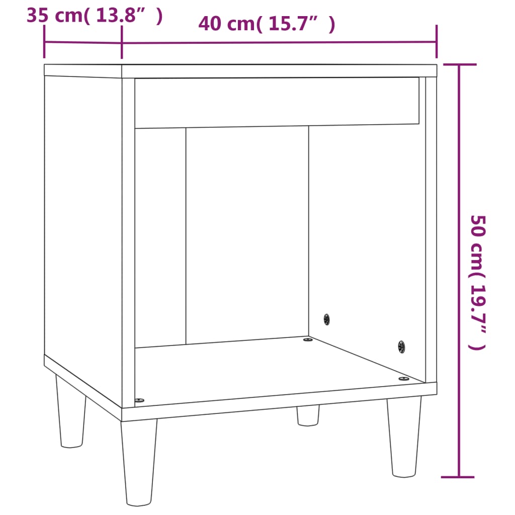 Comodino Bianco 40x35x50 cm in Legno Multistrato