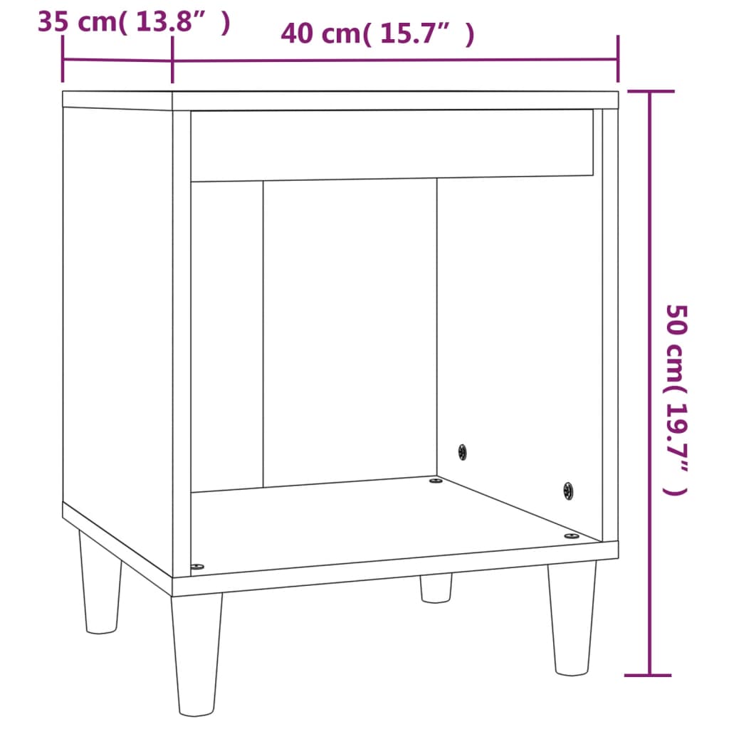 Comodino Nero 40x35x50 cm in Legno Multistrato