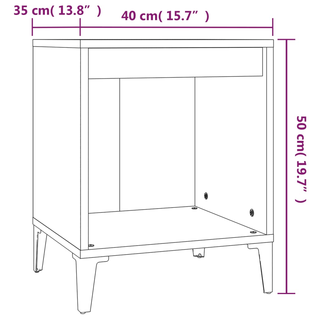 Comodino Bianco Lucido 40x35x50 cm