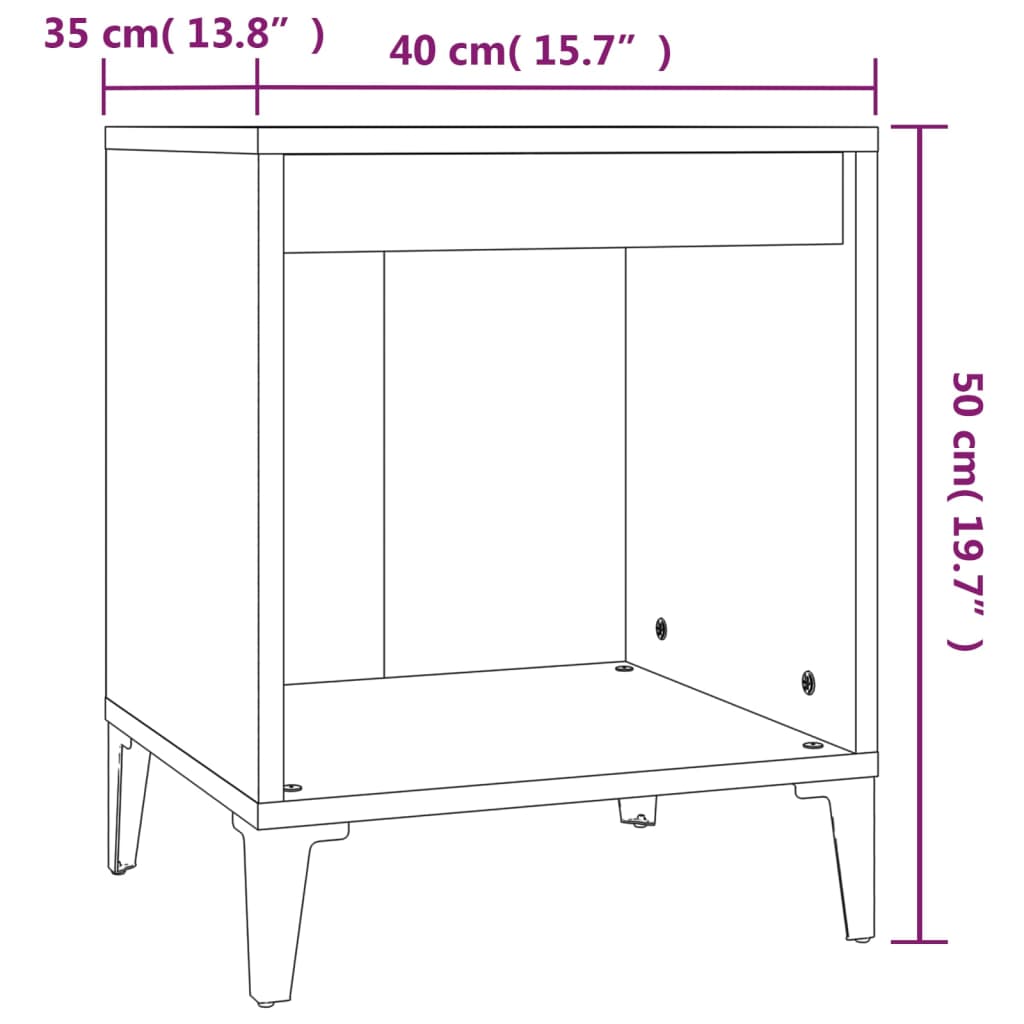 Comodino Rovere Marrone 40x35x50 cm