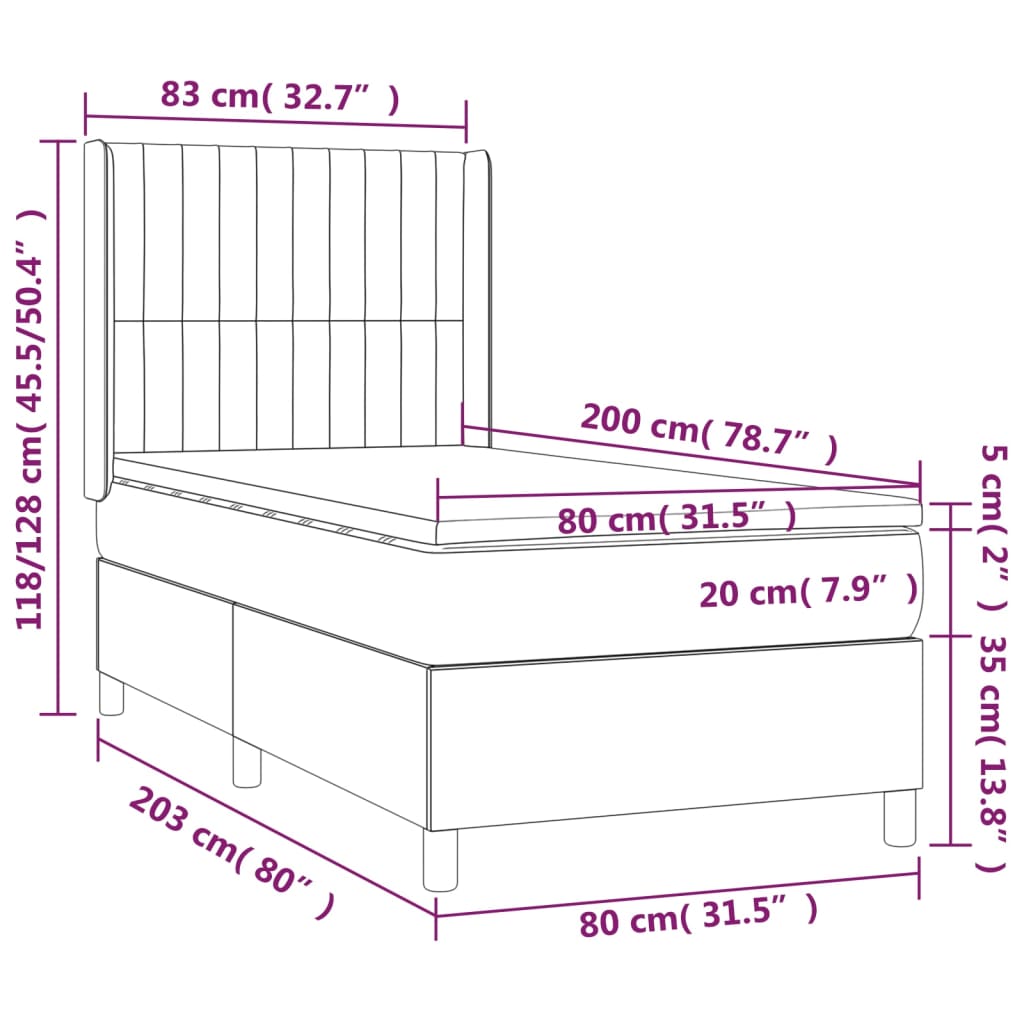 Giroletto a Molle con Materasso Blu 80x200 cm inTessuto