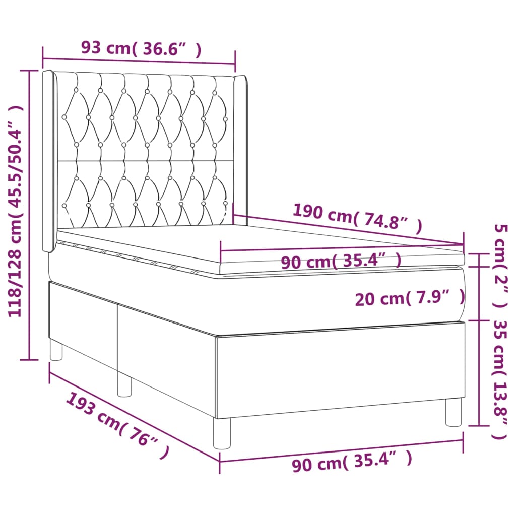 Giroletto a Molle con Materasso Tortora 90x190 cm in Tessuto