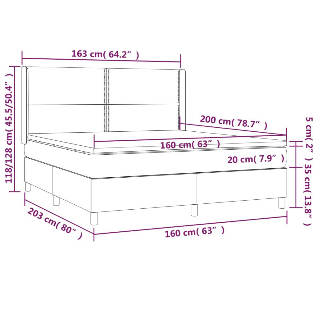 Giroletto a Molle con Materasso Tortora 160x200 cm in Tessuto