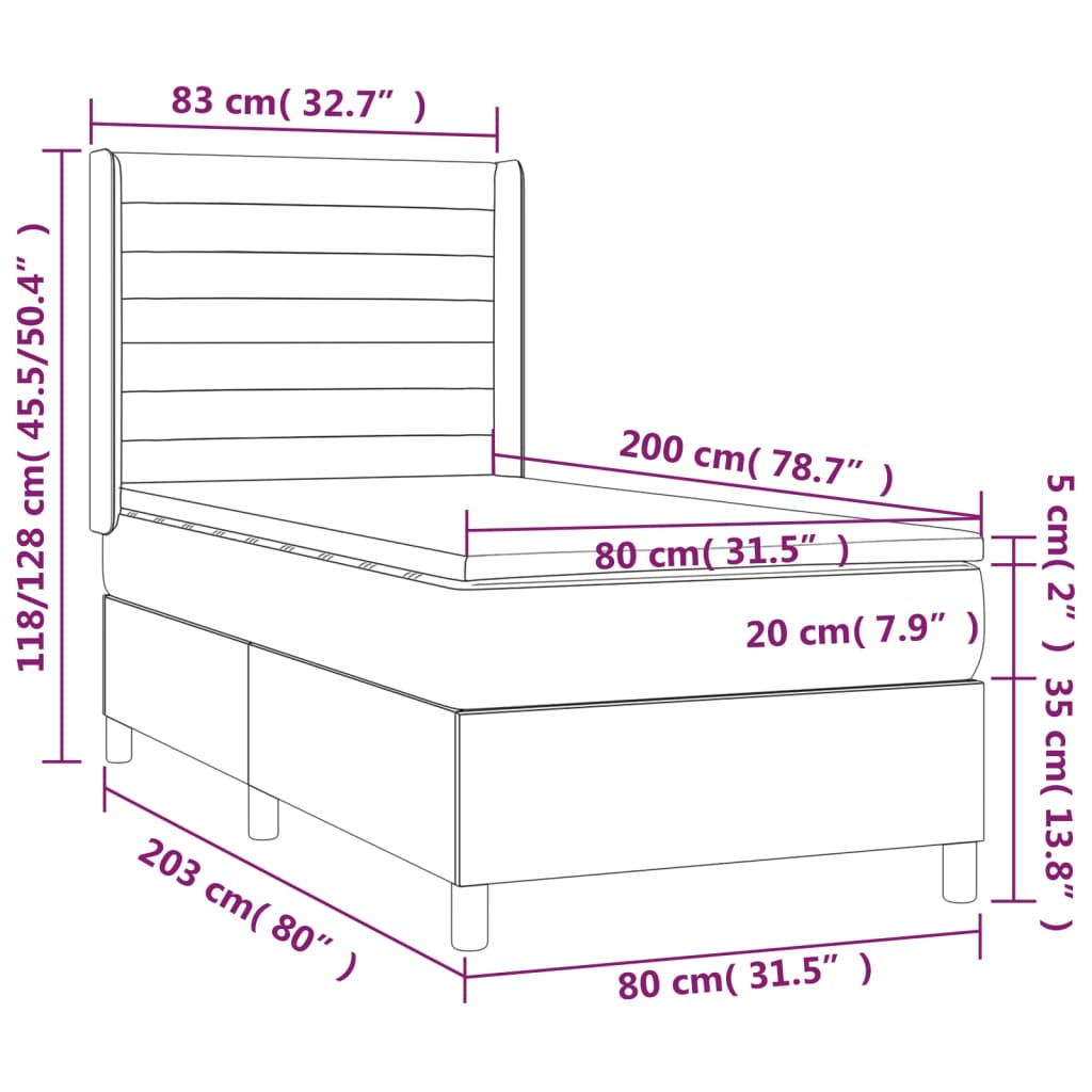 Giroletto a Molle con Materasso Tortora 80x200 cm inTessuto