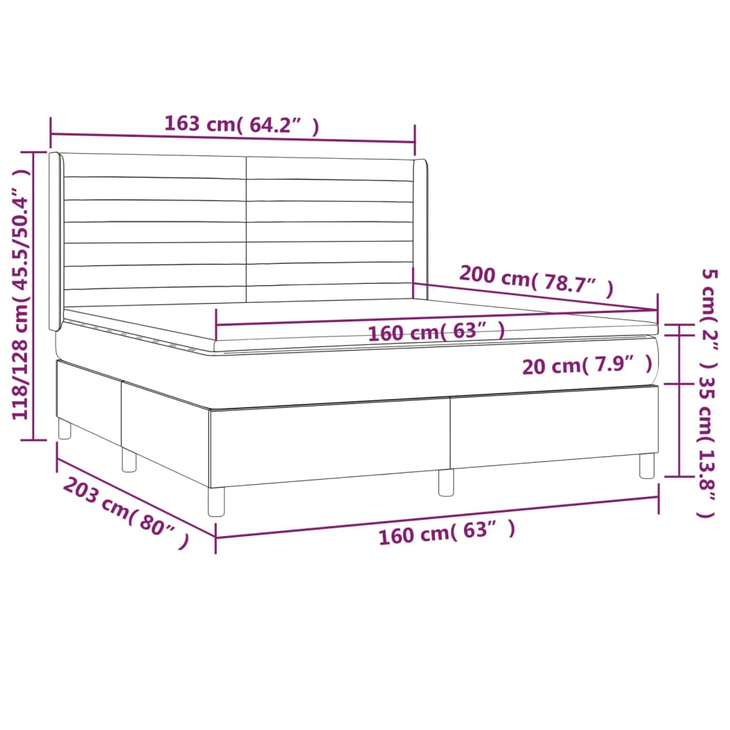 Giroletto a Molle con Materasso Tortora 160x200 cm in Tessuto