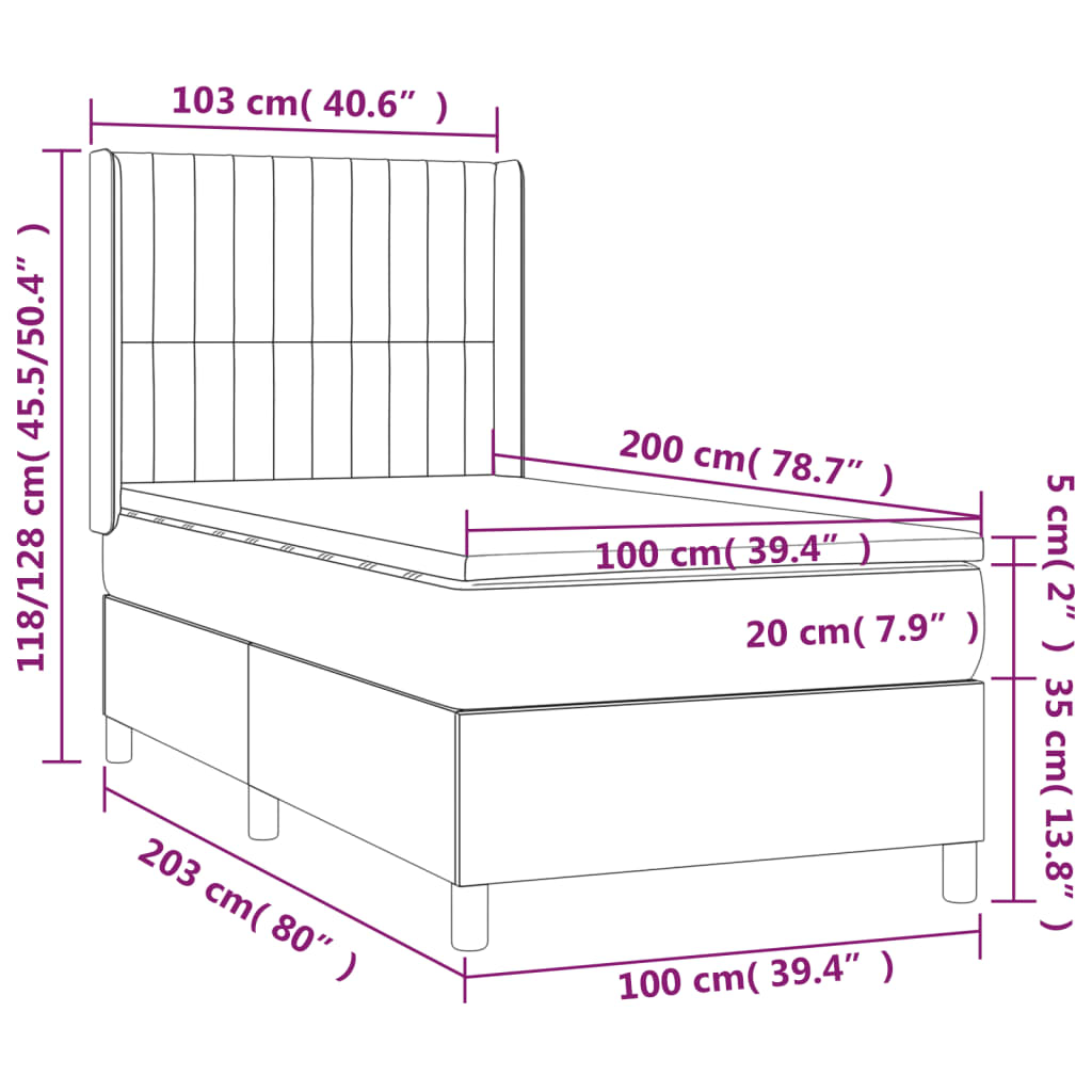 Giroletto a Molle con Materasso Tortora 100x200 cm in Tessuto