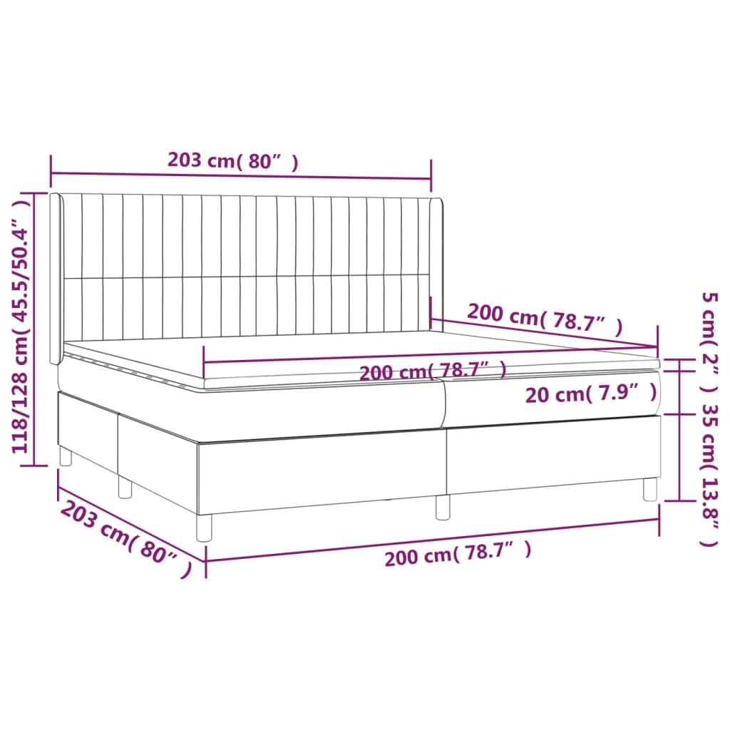 Giroletto a Molle con Materasso Marrone Scuro 200x200cm Tessuto