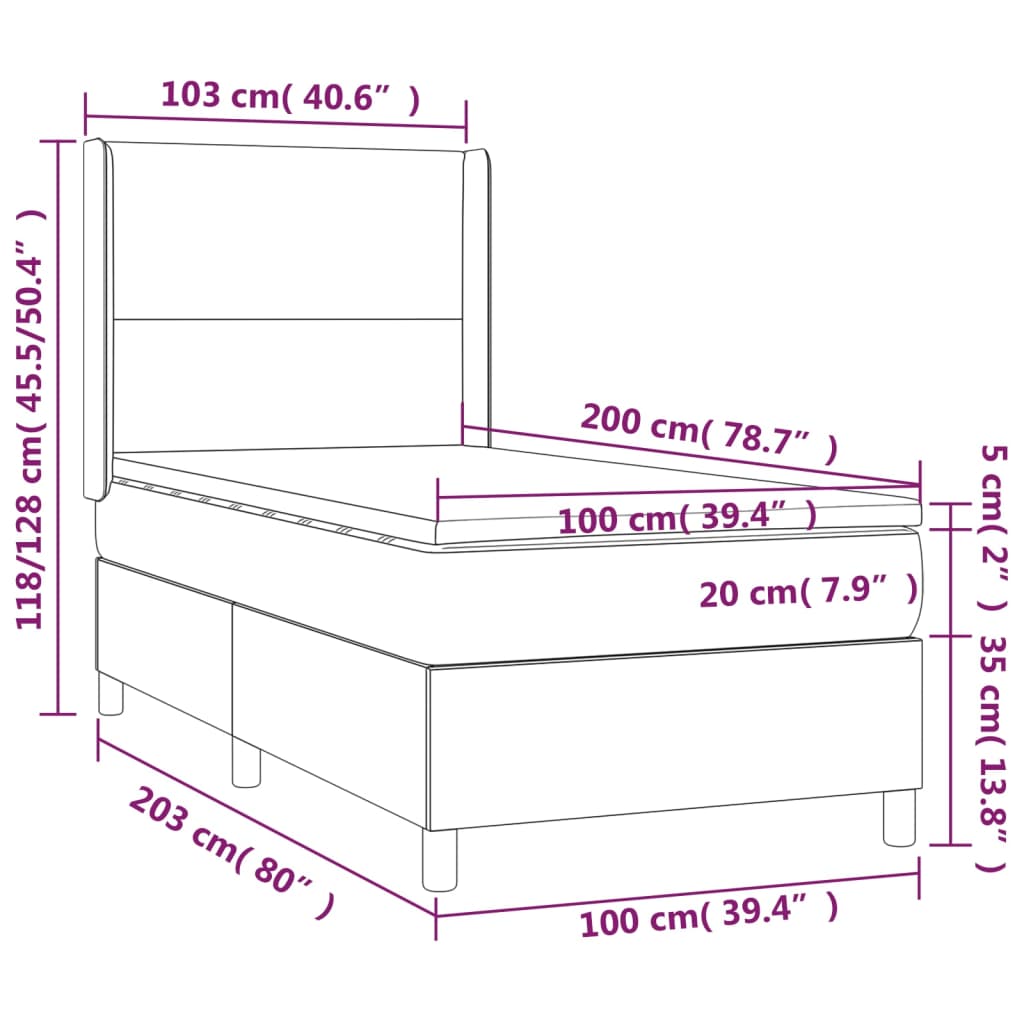 Giroletto a Molle con Materasso Rosa 100x200 cm in Velluto