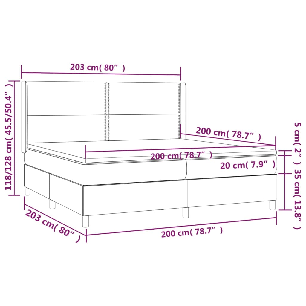 Giroletto a Molle con Materasso Rosa 200x200 cm in Velluto