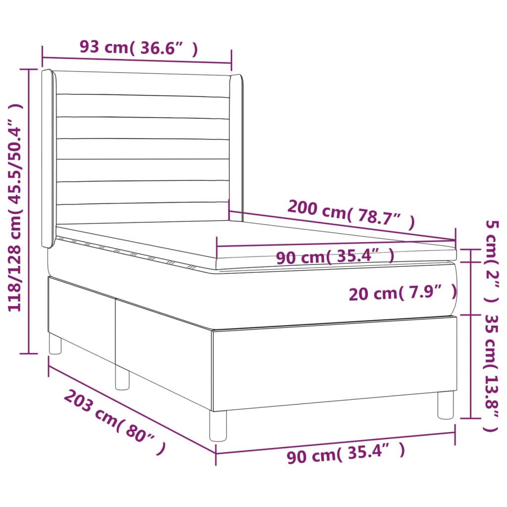 Giroletto a Molle con Materasso Rosa 90x200 cm in Velluto