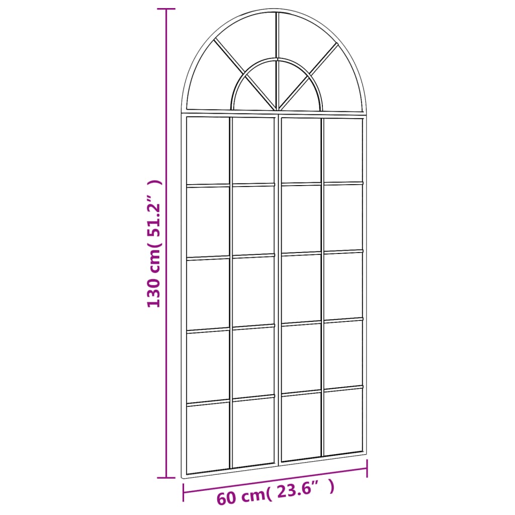 Specchio da Parete Nero 60x130 cm Arco in Ferro