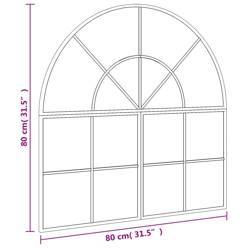 Specchio da Parete Nero 80x80 cm Arco in Ferro