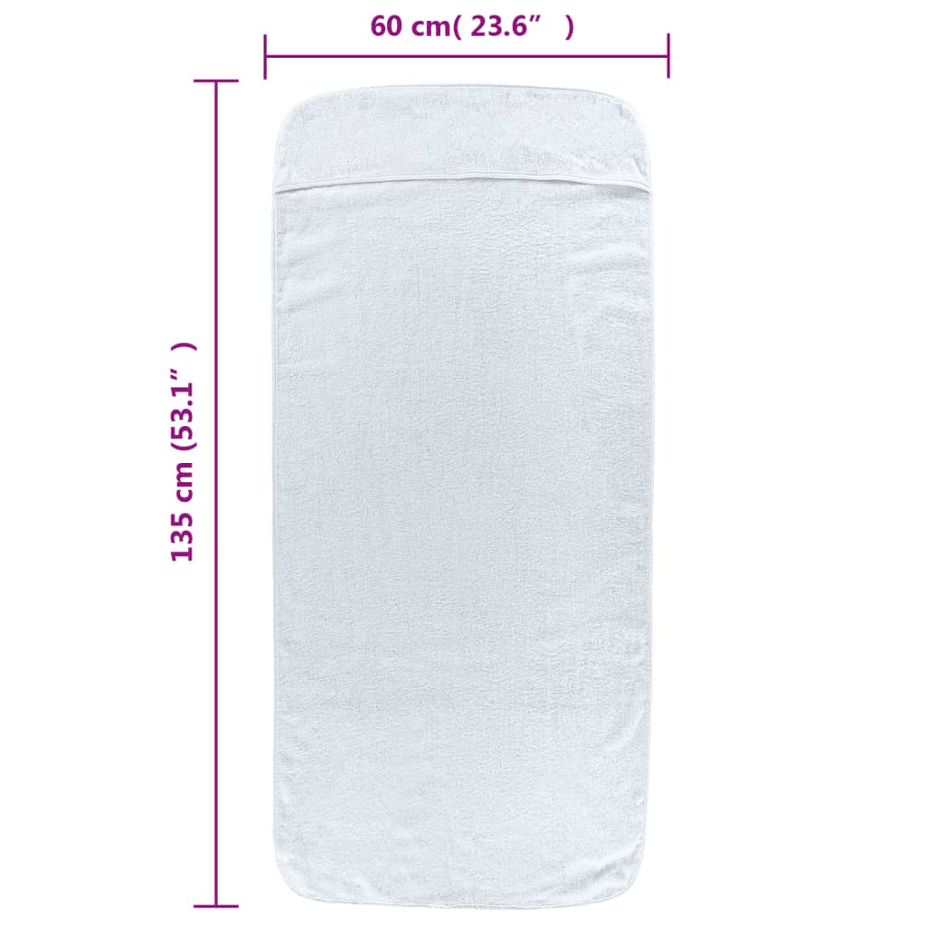Asciugamani da Spiaggia 6 pz Bianchi 60x135 cm Tessuto 400 GSM