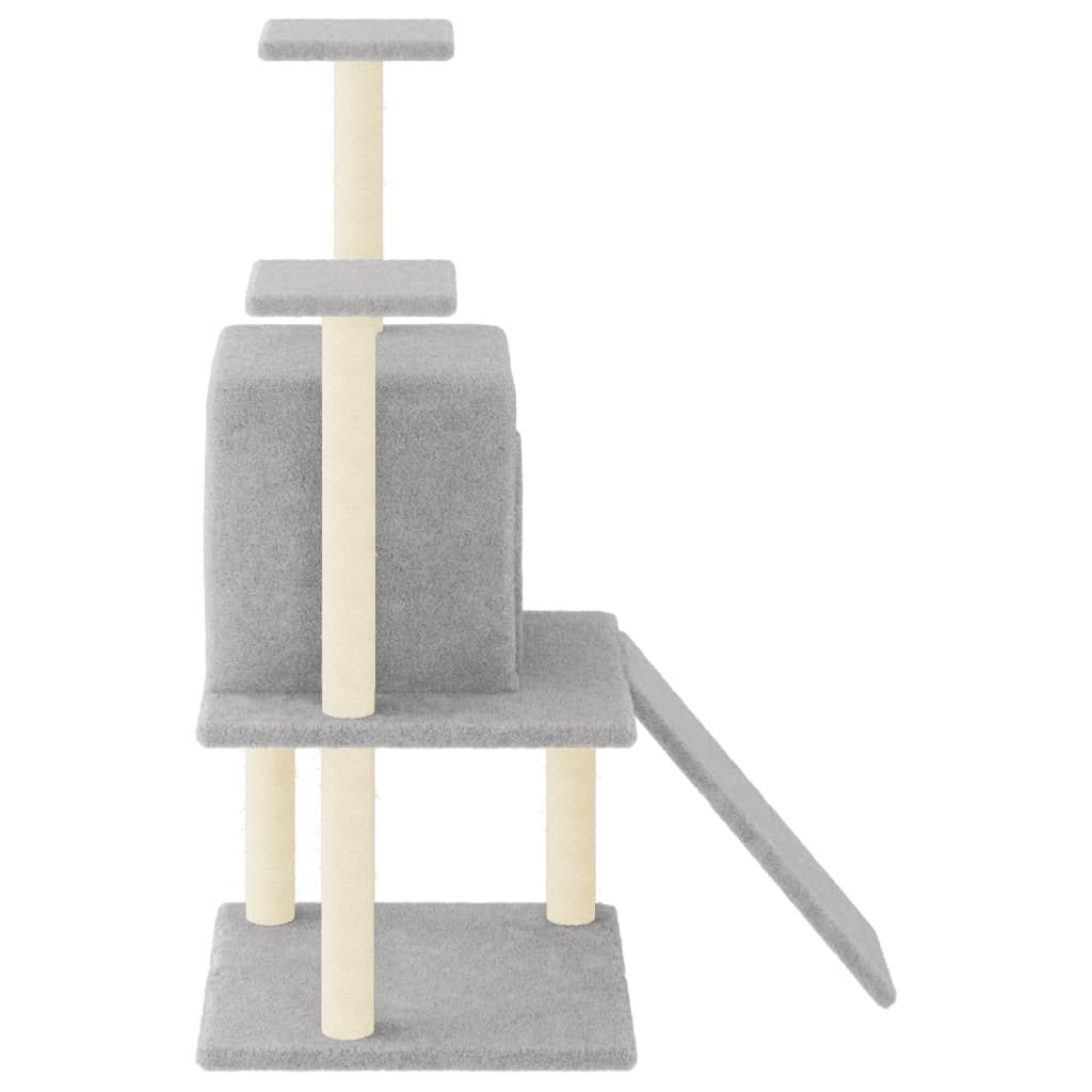 Albero per Gatti con Tiragraffi in Sisal Grigio Chiaro 110 cm