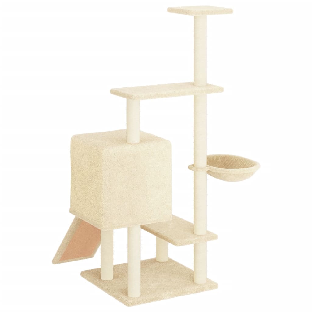 Albero per Gatti con Tiragraffi in Sisal Crema 130,5 cm