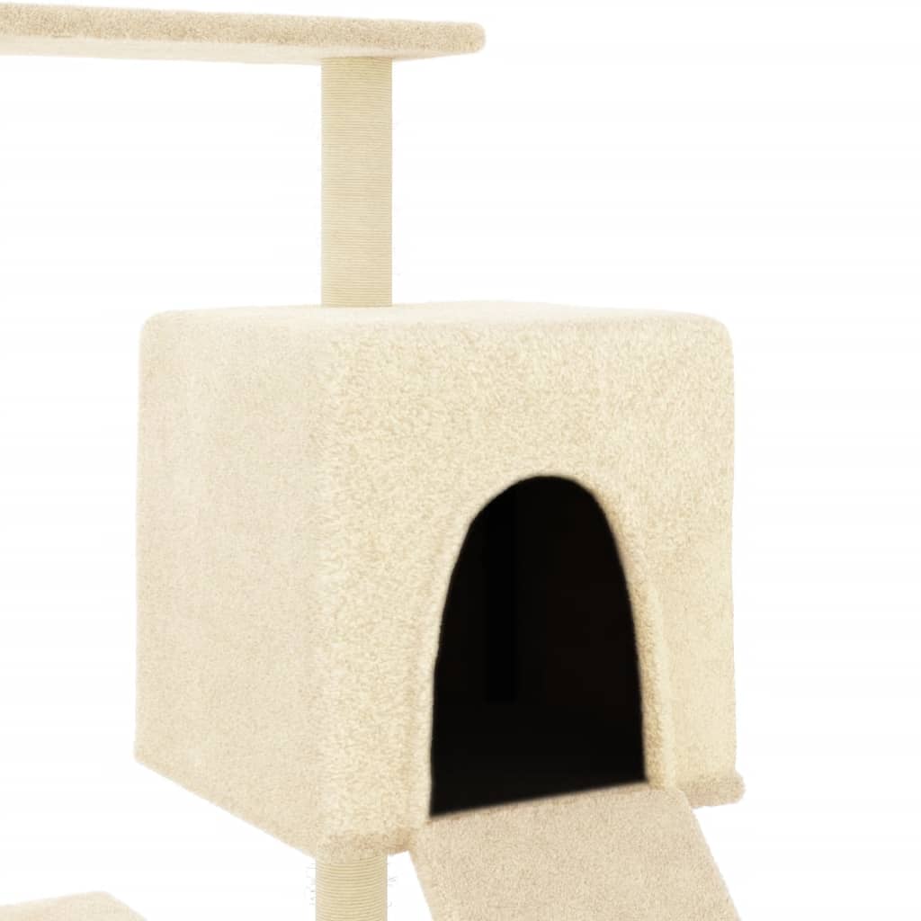 Albero per Gatti con Tiragraffi in Sisal Crema 130,5 cm