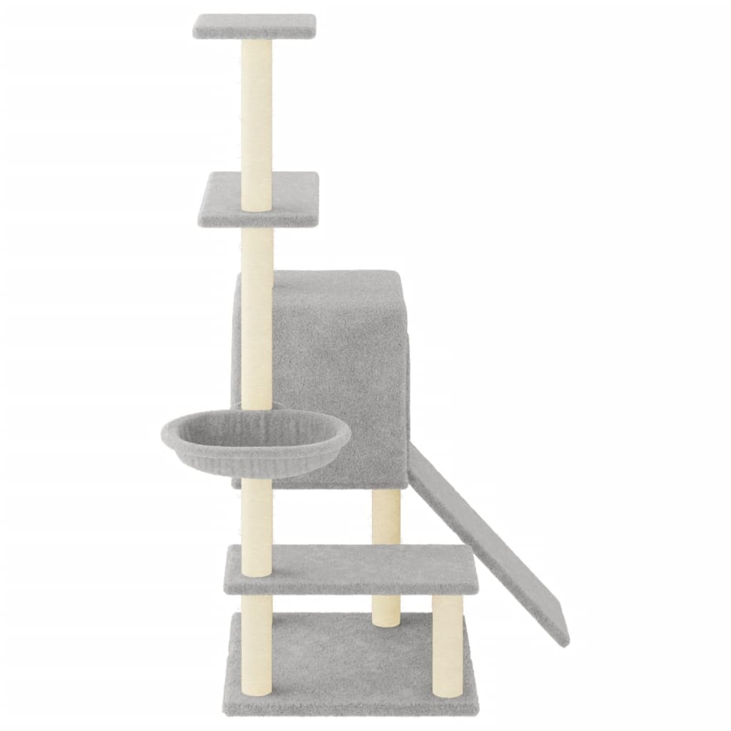 Albero per Gatti con Tiragraffi in Sisal Grigio Chiaro 130,5 cm