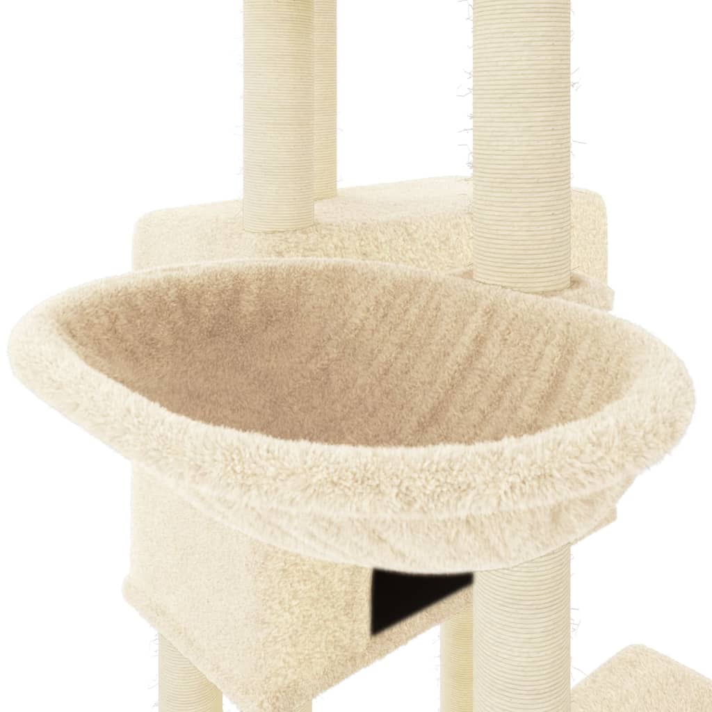 Albero per Gatti con Tiragraffi in Sisal Crema 122 cm