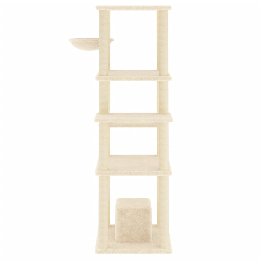 Albero per Gatti con Tiragraffi in Sisal Crema 154 cm