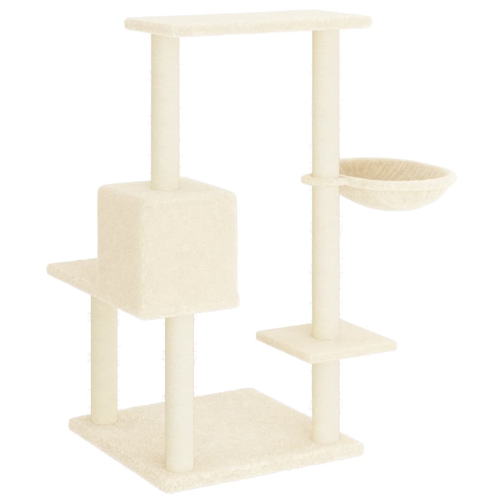 Albero per Gatti con Tiragraffi in Sisal Crema 95 cm