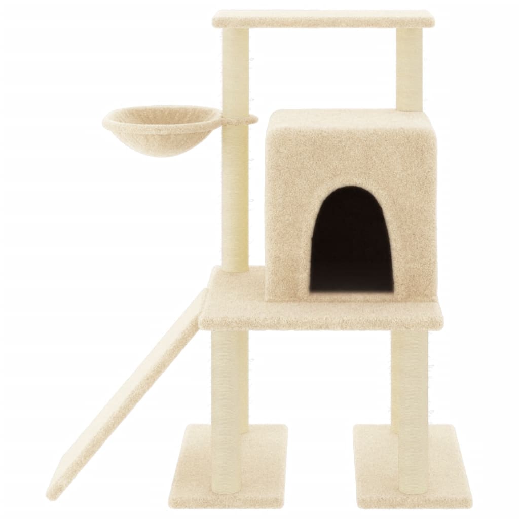 Albero per Gatti con Tiragraffi in Sisal Crema 96,5 cm