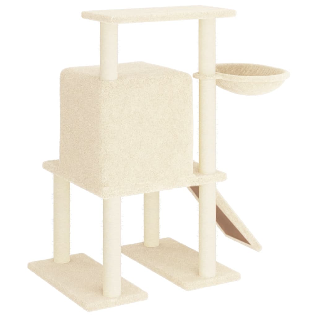 Albero per Gatti con Tiragraffi in Sisal Crema 96,5 cm