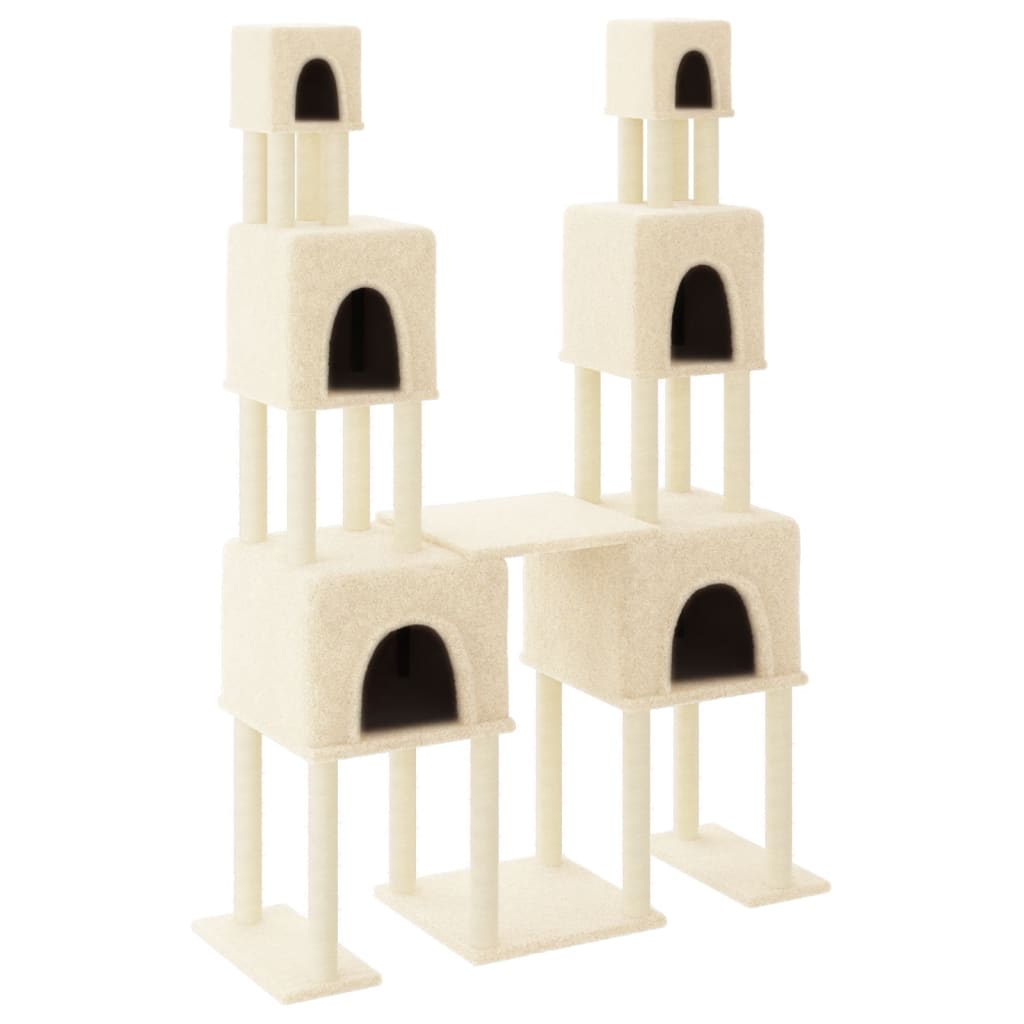 Albero per Gatti con Tiragraffi in Sisal Crema 199 cm