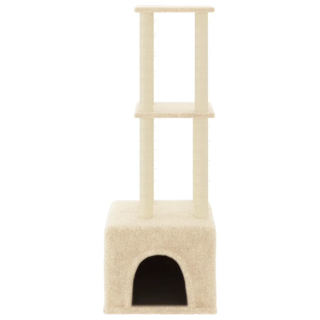 Albero per Gatti con Tiragraffi in Sisal Crema 133,5 cm