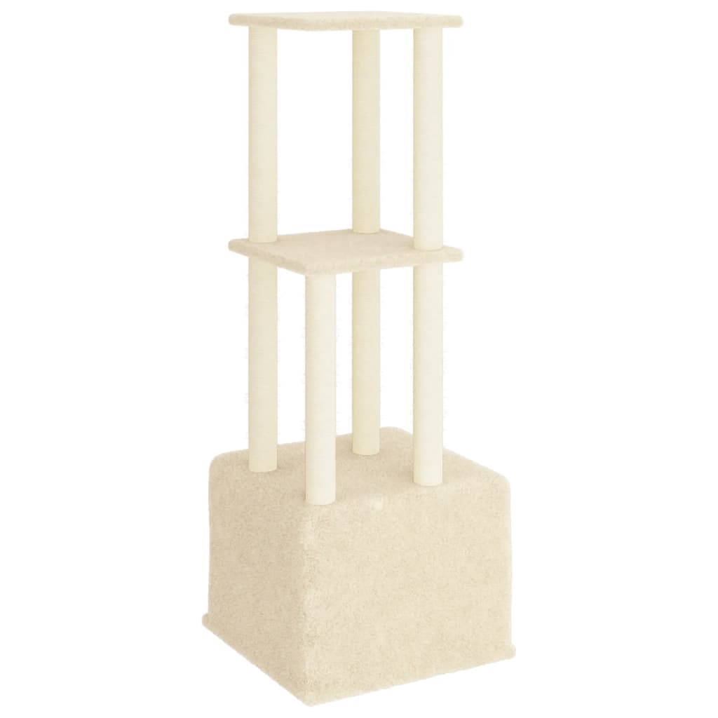 Albero per Gatti con Tiragraffi in Sisal Crema 133,5 cm