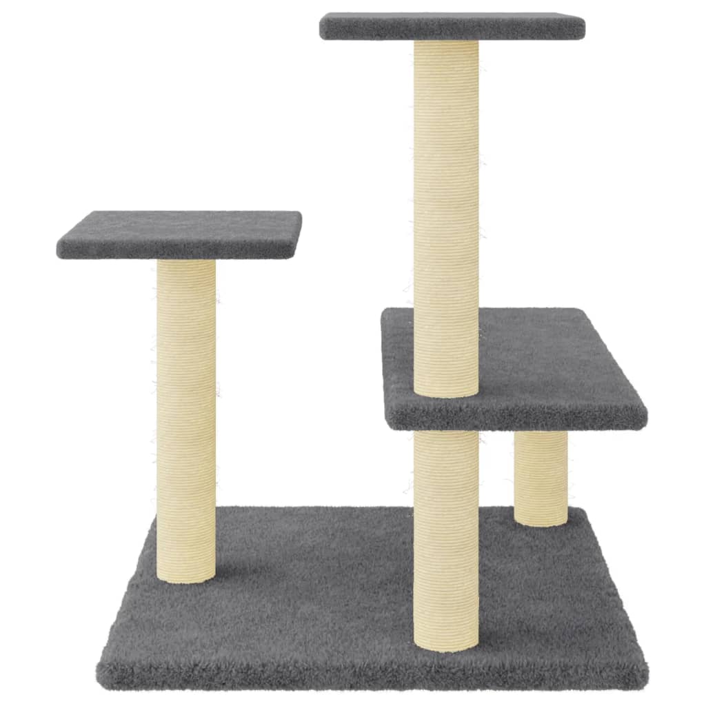 Albero per Gatti con Tiragraffi in Sisal Grigio Scuro 61 cm